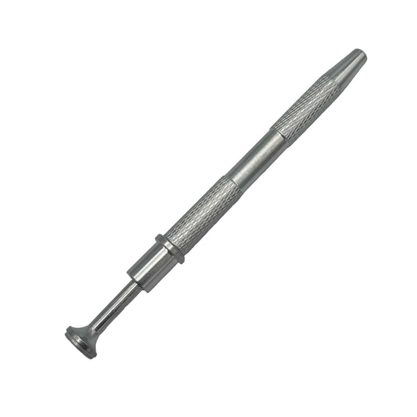 This is the Terp Pearl Claw by Ritual Co. available at Ritual Colorado. A sleek silver tool perfect for grabbing and moving terp balls. Simply press the end to extend four arms which securely grab your terp pearls.
