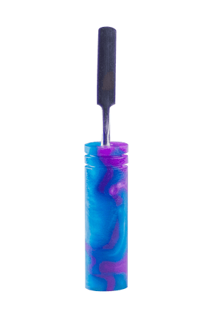 This is the Turbulent Waters dab tool from Hash Handlez available at Ritual Colorado. A beautiful hand made dabber that features a beautiful resin handle and protective hard case.