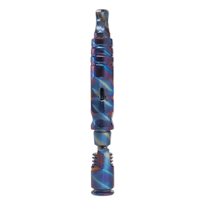 This is The HyperDyn: TygerDyn by Dynavap available at Ritual Colorado. A special edition titanium HyperDyn with a fun striped pattern around the entire exterior of the device.