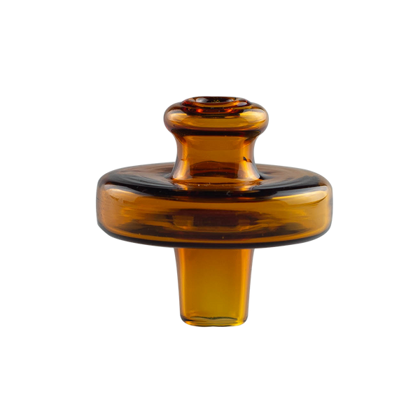 This is a UFO Carb Cap from Ritual Glass available at Ritual Colorado. It features a beautiful amber color and wide air hole which can be tapped for efficient concentrate vaporization. A great addition to any banger dab setup with some added sleekness.