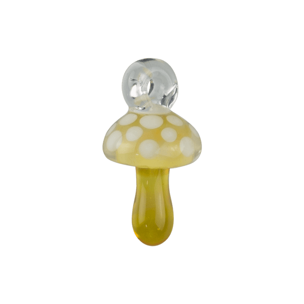 These are Mini Mushroom Pendants by Biting Glass available at Ritual Colorado. Featuring a built-in glass loop as well as vibrant colored mushrooms these are fun little jewelry and decor pieces.