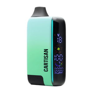 This is the Meadow Veil Bar Pro Evo 510 Battery from Cartisan available at Ritual Colorado. A top of the line battery with included atomizer and colorful display for all your cartridge sessions.