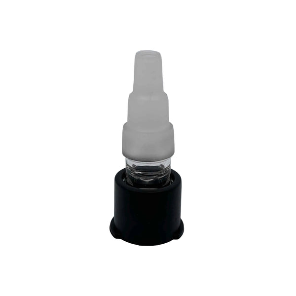 This is the 3-in-1 (10/14/19mm) Glass Water Pipe Adapter for the Storz & Bickel VEAZY available at Ritual Colorado. A sleek adapter that allows you to run your vaporizer through a glass piece for smooth water filtration.