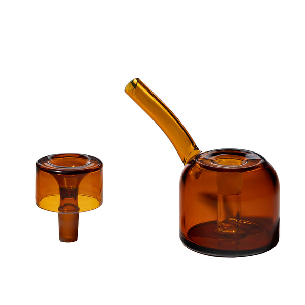 This is the Amber Vesper Bubbler by NWTN Home available at Ritual Colorado. A fun water bubbler with matching glass bowl for refined hits of your favorite flower. 