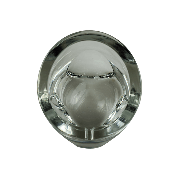 This is a Viking Curved Diamond Base Ashtray from Heady Vintage available at Ritual Colorado. The hefty clear ashtray features a notch in the front for all of your dry herb vaporization and combustion needs. 