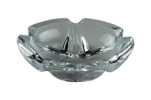 This is a Vintage Glass Flower Ashtray from Heady Vintage available at Ritual Colorado. The beautiful clear glass features five indents around the body for convenient storage of your joints, dry herb vaporizers and dab gear. 