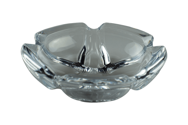 This is a Vintage Glass Flower Ashtray from Heady Vintage available at Ritual Colorado. The beautiful clear glass features five indents around the body for convenient storage of your joints, dry herb vaporizers and dab gear. 