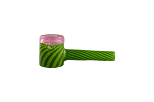 This is the Watermelon Mini Hammer Pipe by Technicolor Tony available at Ritual Colorado. A stylish hand pipe featuring vibrant glass colors reminiscent of a summer watermelon.