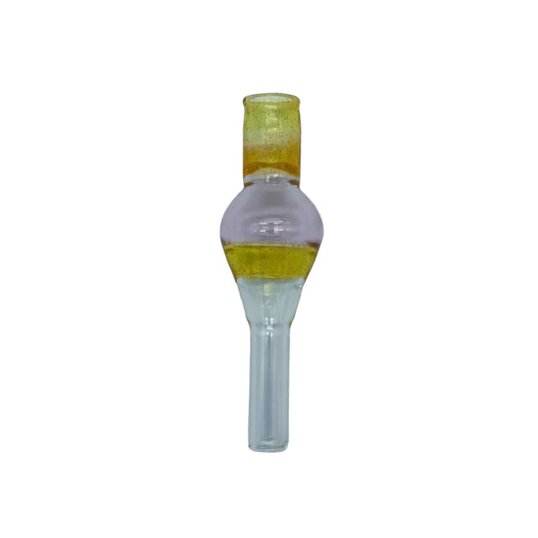 This is the Yellow & Pink High Ariflow (10mm) Dart Whip Mouthpieces by Biting Glass available at Ritual Colorado. These sleek mouthpieces securely fit into your 3/8" inner diameter tubing and provide a refined experience.