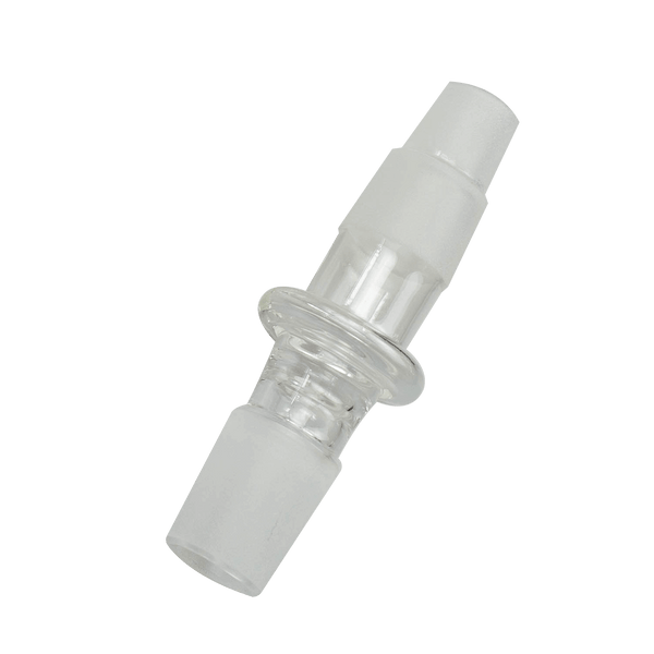This is the QaromaShop Basket Screen Glass Adapter available at Ritual. It features both 14mm & 19mm connections and the top is sized for basket screens. Provides reliable dosing for your 360 series (Taroma 360 & Staroma 360).