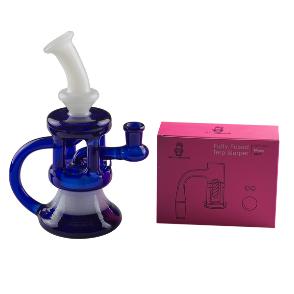 This is the Fully Fused Terp Slurper + The Coliseum dab bundle available at Ritual Colorado. It pairs an awesome dab rig with an efficiently designed terp slurper for powerful dabs and great cooling. Check out all the discounted bundles available at Ritual Colorado.