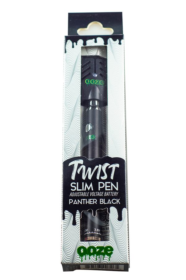 This is the Twist Slim Pen 510 Battery by Ooze, available at Ritual Colorado. Featuring a fully adjustable slider, temperatures can be controlled via the twist knob on the bottom of the battery. A convenient portable 510 battery for carts the twist slim pen is a great battery at a great price.