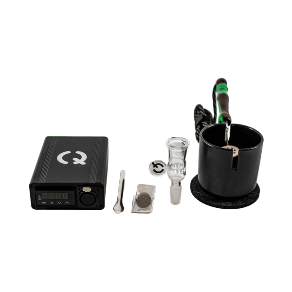 This is the Taroma Lite Plus GO Kit from QaromaShop available at Ritual Colorado. Featuring a digital PID temperature controller, 20mm heater coil, StabWood coil handle, glass adapter bowl, 3mm aroma ruby pearls, 17mm stainless steel screens, stainless steel scoop tool, Taroma Lite Plus Housing, and a Suet Jade Porcelain Stand. A powerful and durable ball vape ready for daily use.