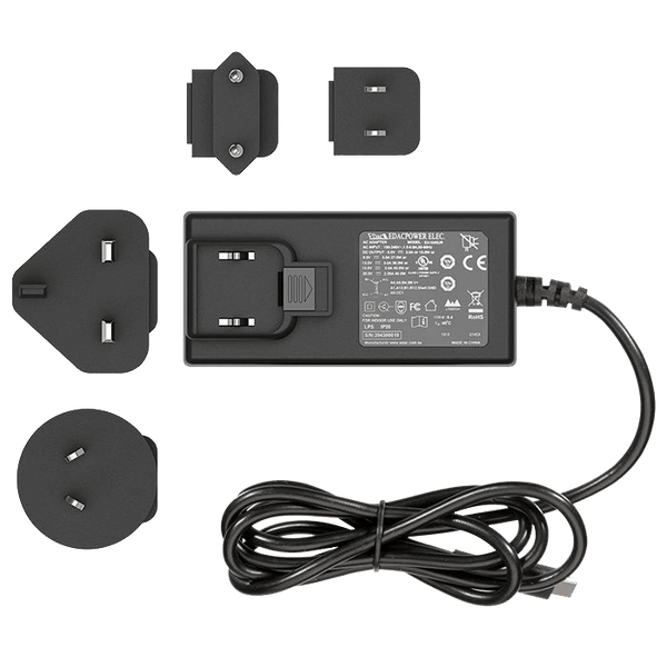 This is the USB-C Supercharger from Storz & Bickel available at Ritual Colorado. This quick charger is compatible with the Venty and Mighty+ and features 4 interchangeable plugs.