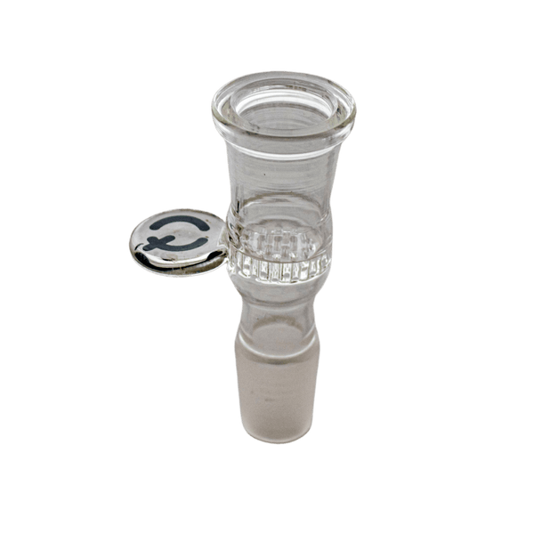 This is the Adapter Short Glass Bowl from QaromaShop available at Ritual. Available in 14mm and 19mm each bowl comes with a glass handle and holds 17mm screens (in addition to the built-in glass screen). Compatible with all regular size QaromaShop housings (Taroma OG, Taroma 2.0, Taroma Lite, Qaroma, Ceroma, Baroma OG, Baroma 2.0, Staroma OG, Staroma 2.0). The perfect pair for your preferred ball vaporizer.