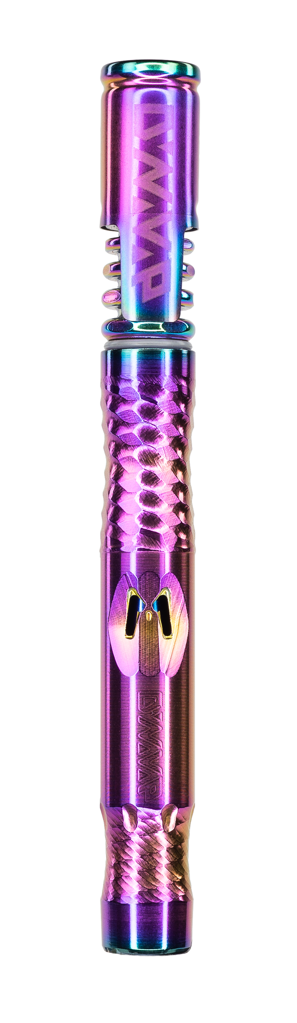 This is the DynaVap "M" in RosiuM finish (bright purple, yellow, pink rainbow finish) available at Ritual.