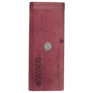 This is the DynaVap DynaStashXL in Purpleheart wood. Featuring a magnet for convenient handling of your DynaVap device and separate compartments for your device and herbal material. Available at Ritual.