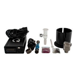 This is the Taroma OG DIY Kit from QaromaShop available at Ritual. Featuring a digital PID temperature controller, 20mm heater coil, StabWood coil handle, glass adapter bowl, 3mm aroma ruby pearls, 17mm stainless steel screens, stainless steel scoop tool, Taroma OG Housing, and a Suet Jade Porcelain Stand. A powerful and durable ball vape ready for daily use.