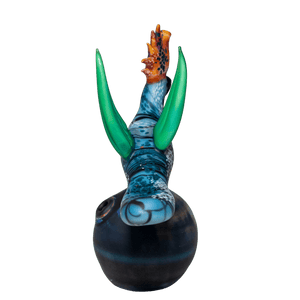 This is the Bird in Paradise rig from Hardman Art Glass available at Ritual Colorado. It features stunning colors with a matte finish in this one-of-a-kind masterpiece. This handblown heady glass is an incredible addition to any collection.