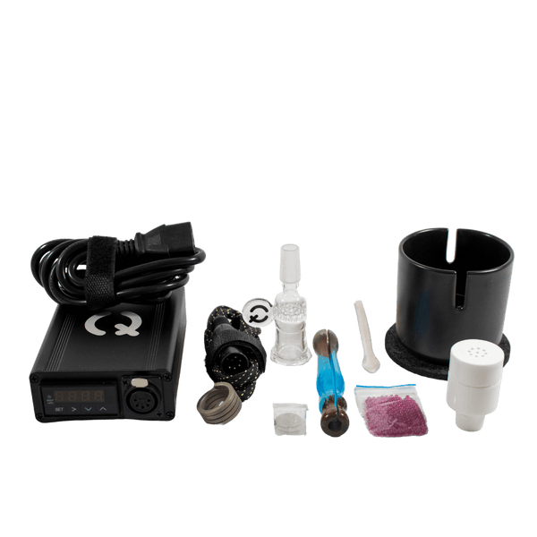 This is the Ceroma DIY Kit from QaromaShop available at Ritual. Featuring a digital PID temperature controller, 20mm heater coil, StabWood coil handle, glass bowl, 3mm aroma ruby pearls, 17mm stainless steel screens, stainless steel scoop tool, Ceroma Housing, and a Suet Jade Porcelain Stand. A budget-friendly and powerful ball vaporizer that works for everybody.