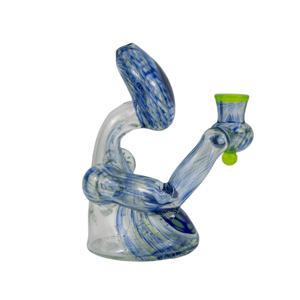 This is Finding Flowers in the Sky - Ferankshanaw (#752) from Steve Kelnhofer available at Ritual Colorado. This beautiful heady rig features impressive blue, green, yellows as well as three signature marbles that add tons of dimension and depth. 