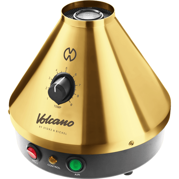 This is the 20th anniversary edition Volcano Classic in Gold from Storz & Bickel available at Ritual. A powerful desktop dry herb vaporizer that includes a built-in fan for effortless bag loading. Temperatures are set with the dial allowing you perfect customization for your perfect vapor session.