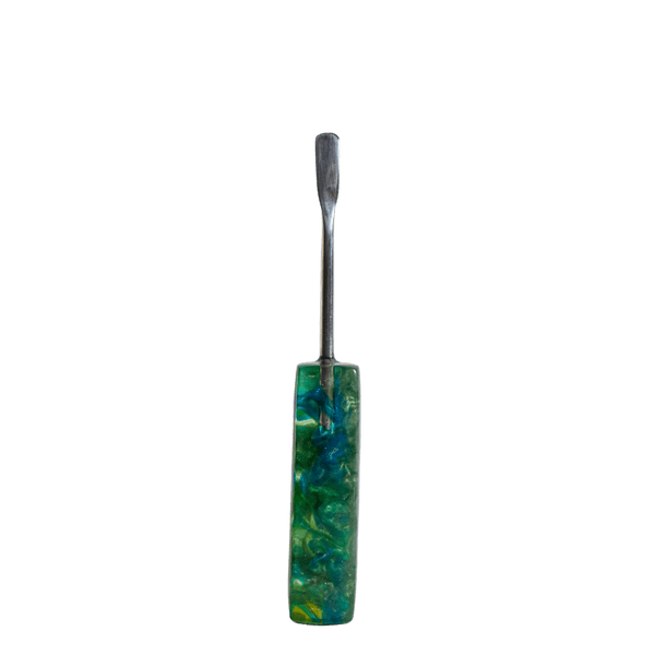 This is a rounded tip dab tool from The Terp Tool Company available at Ritual. Featuring a convenient rounded dab tip and ergonomic resin handle these unique dab tools provide a convenient and personalized dabbing experience. 
