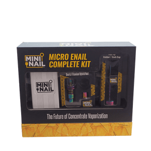 This is the complete MiniNail kit with a white controller and rainbow hybrid nail and dabber / carb cap available at Ritual.