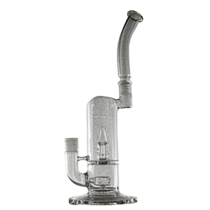 This is the Qarisma from QGlass by QaromaShop available at Ritual. The tall water piece features two 19mm female connections, a smooth mouthpiece, and a dimpled mouthpiece. Ready for the most powerful ball vaporization devices this is a powerful piece of glass that delivers excellent flavor.