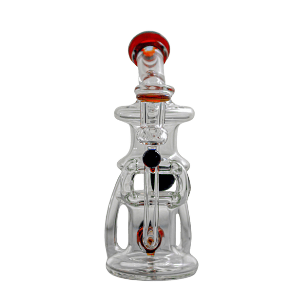 This is Gyroscope #6 from Ras_Glass available at Ritual. A beautiful handmade heady piece of glass featuring a 10mm connection and stunning color details. A must-have for the daily dabber and fine glass collector.