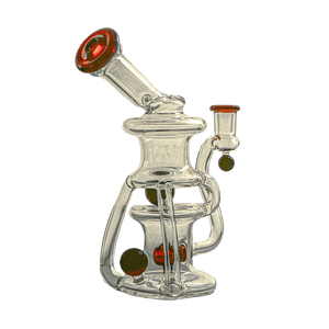 This is Gyroscope #6 from Ras_Glass available at Ritual. A beautiful handmade heady piece of glass featuring a 10mm connection and stunning color details. A must-have for the daily dabber and fine glass collector.