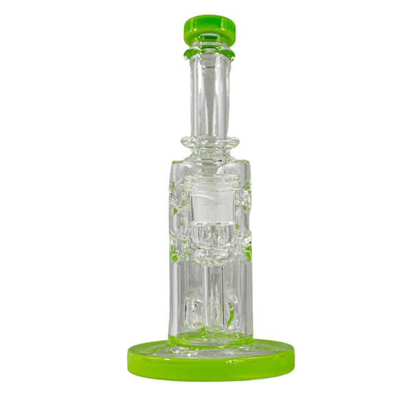 This is the Swiss Smokestack water piece from Ritual Glass. Featuring a swiss perc this durable glass is stable and ready for frequent use.