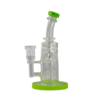 This is the Swiss Smokestack water piece from Ritual Glass. Featuring a swiss perc this durable glass is stable and ready for frequent use.