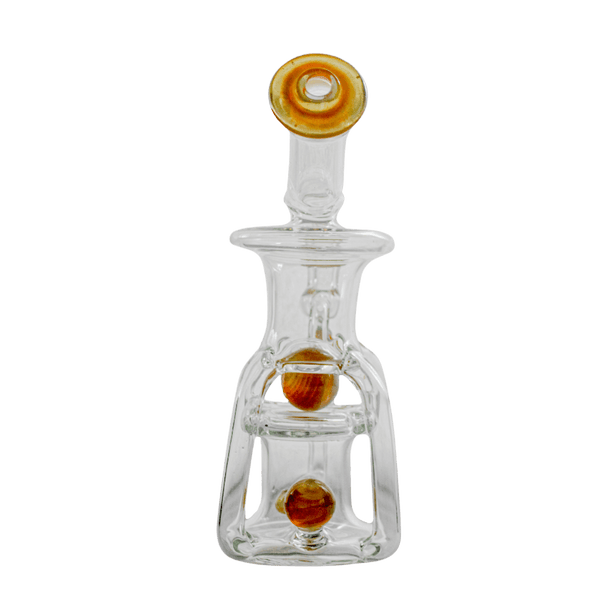 This is Gyroscope #7 from Ras_Glass available at Ritual. A beautiful handmade heady piece of glass featuring a 10mm connection and stunning color details. A must-have for the daily dabber and fine glass collector.