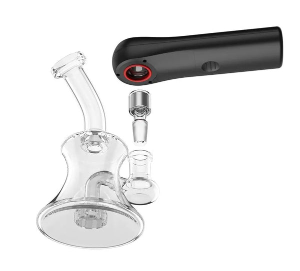 This is The Wand by Ispire, a digital dabbing device and induction heater available at Ritual. Pictured over a 14mm straight glass banger and rig.